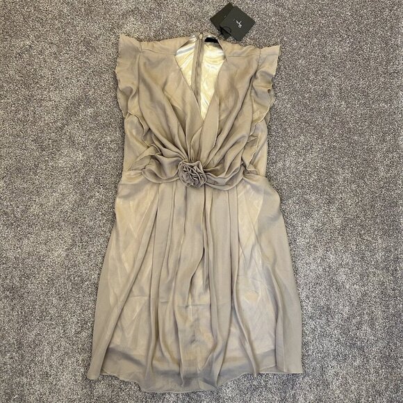 Ryu Women's Dress Size S Beige Sleeveless V-Neck Back Zipper Knee Length NWT - Picture 9 of 15